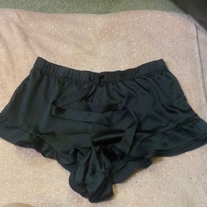 Black silk pajama shorts